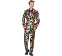 Smiffys Completo Giorno dei morti, Multicolore, con giacca, pantaloni e cravatta Halloween