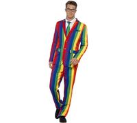 Uomo Gay Pride Lgbtq 3pc Abito Arcobaleno Multicolore Righe Festa Costume