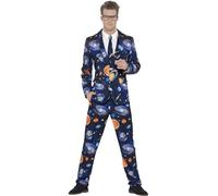 Smiffys Completo spaziale, Azzurro, con giacca, pantaloni e cravatta Halloween