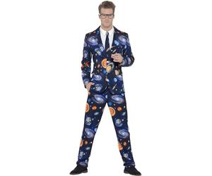 Smiffys Completo spaziale, Azzurro, con giacca, pantaloni e cravatta Halloween