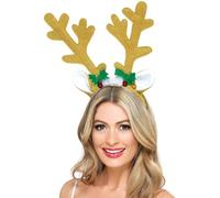 SMIFFYS Corna da renna, Marrone, su cerchietto Halloween, Carnevale