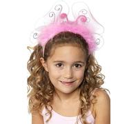 Smiffys Coroncina luminosa rosa da bambina con ali di farfalla, Marabù e decorazioni Halloween