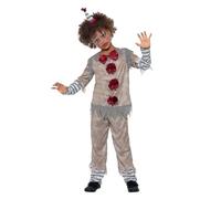 SMIFFYS Costum Uomo Clown Vintage, Grigio e Rosso, conTop, Pantalonie Fascia Halloween