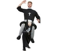 Smiffys Costume a cavalluccio compagno da suora, Nero, con completo intero e gambe finte Halloween