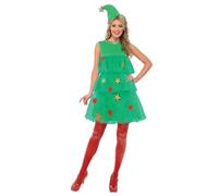 Smiffys Costume Albero di Natale, Verde, con abito e cappello Halloween, Carnevale