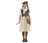 SMIFFYS Costume Alunna evacuata, grigio, con vestito, cappello, borsa e targhetta di identificazione Halloween