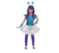 Smiffy's Costume bambina aliena con abito, leggings, polsini e fascia Blu Taglia L