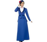 SMIFFYS Costume Bambinaia vittoriana, azzurro, con vestito, cappello e sciarpa