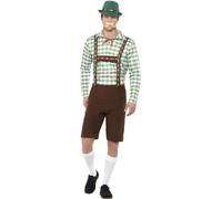 SMIFFYS Costume bavarese alpino, Verde e marrone, con camicia e Lederhosen Halloween