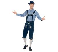 Smiffys Costume bavarese tradizionale deluxe Rutger, Blu, con costume tirolese e camicia