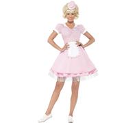 Costume Da Cameriera Anni '50 Rosa Per Donne Abito Elegante Grease Rock And Roll