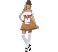 SMIFFYS Costume cameriera bavarese, Marrone, con abito corto e grembiule applicato