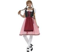 SMIFFYS Costume cameriera taverna bavarese, Rosso e nero, con top, abito e grembiule Halloween