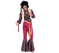 SMIFFYS Costume Cantante Psichedelico Anni '70 con pantaloni a zampa di elefante, Top con Gilet e Copricapo Halloween