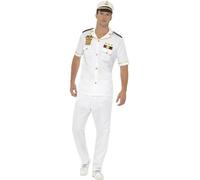 SMIFFYS Costume Capitano, Bianco, Con Top, Pantaloni E Cappello Costume da capitano Uomo