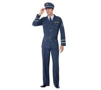 Smiffys Costume capitano dell'Aeronautica WW2 con pantaloni, giacca, cappello e cravatta