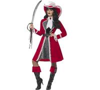 Smiffys Deluxe Authentic Lady Captain Costume, Red (Size L)
