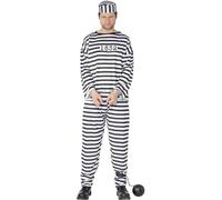 Uomo Costume da Prigioniero Prigione Costume Halloween Carcerato Provocante