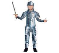 SMIFFYS Costume Cavaliere deluxe con armatura, Grigio, con tuta e copricapo, stampa digitale