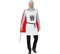 Smiffys Costume Cavaliere, Economy, Bianca, Top con Mantello, Cintura e Cappuccio Halloween