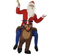 Smiffys Costume cavalluccio renna Rudolf,Marrone,Tuta intera con finte gambe e naso a LED intermittente