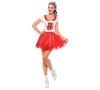 SMIFFYS Costume Cheerleader Grease Sandy, Rosso e bianco, con gonna e top Halloween