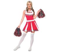 SMIFFYS Costume Cheerleader, rosso, con abito e pon-pon Halloween