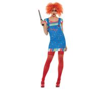 SMIFFYS Costume Chucky, Blu, con maglia e abito salopette corto