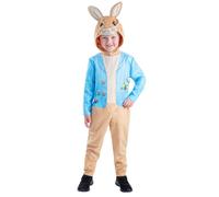 Smiffys Costume classico da Peter Rabbit per bambini, tutto in uno, con cappuccio, con licenza ufficiale, per feste ed eventi della Giornata mondiale del libro