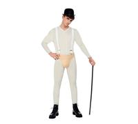 Smiffys Costume classico di culto, body bianco, pantaloni, bretelle e cappello, costume per Halloween per adulti, costumi anni '60