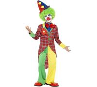 SMIFFYS Costume Clown, rosso e verde, con giacca, pantaloni, camicia finta e farfallino Halloween