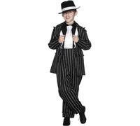 SMIFFYS Costume completo anni '40, nero con giacca, pantaloni e bretelle