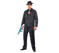 SMIFFYS Costume completo anni '40, uomo include giacca con rosa sul bavero, pantaloni, camicia e cravatta