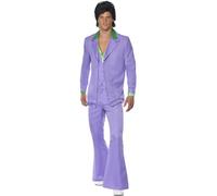 Smiffys Costume completo anni '70 lavanda giacca con finta maglietta e panciotto, pantaloni
