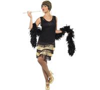 Smiffy's Costume Charleston anni '20 con frange, perline e pizzo anteriore – Nero Taglia M