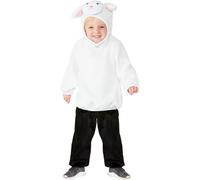 SMIFFYS Costume da agnello per bambini, Bianco, con maglia con cappuccio e pantaloni