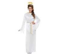 SMIFFYS Costume da Arcangelo Gabriele, unisex, bianco, con tunica, cintura, ali e aureola Halloween