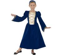 Smiffys Tudor Princess Girl Costume, Royal Blue (Size M)