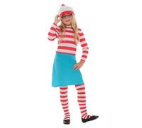 SMIFFYS Costume da bambino Dove è Wally? Wenda, Rosso e bianco, con cappello, top, gonna, occhiali e collant Halloween, Carnevale