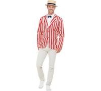 SMIFFYS Costume da barbiere anni '20, Rosso e bianco, con giacca, cappello e papillon