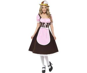 SMIFFYS Costume da Cameriera Bavarese, Marrone, Vestito Lungo con Grembiule Attaccato Halloween