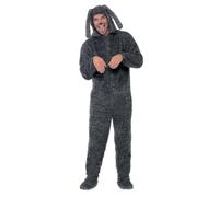 SMIFFYS Costume da cane peloso, grigio, Tutto in uno con cappuccio