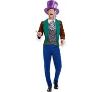 Smiffys Costume da Cappellaio Matto, multicolore, con giacca, pantaloni e cappello, fiaba, ali e bacchette, costume per adulti