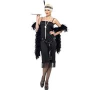 SMIFFYS Costume da Charleston, nero con abito, cinta e copricapo