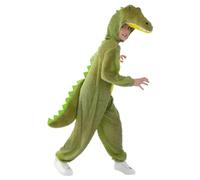 Smiffys Costume da coccodrillo per bambini, tuta morbida verde con cappuccio, unisex, costume di Halloween per ragazzi e ragazze, festa del libro, cosplay con cerniera, feste divertenti