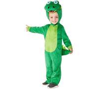 SMIFFYS Costume da coccodrillo per bambini, Verde, con tuta e cappuccio Halloween