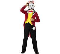Smiffys Costume da coniglio bianco, multicolore con giacca, gilet attaccato, cravatta e maschera, costume per bambini