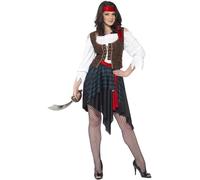Smiffys Pirate Lady Costume, Brown (Size L)