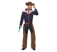 SMIFFYS Costume da cowboy del rodeo, blu, con maglietta, pantaloni e cappello Halloween, Carnevale