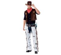 Smiffys Costume da cowboy, marrone, con panciotto, pantaloni, sciarpa e cappello Halloween, Carnevale